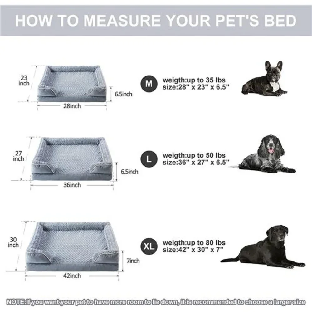 Bolster Beds for Large Dogs,Washable, Sofa Bed with Waterproof Lining & Non-Skid